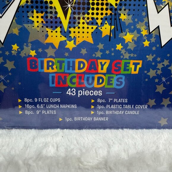 Party In A Box Happy Birthday 43 Pc Party Goods Set Pow Bam Boom New Sealed - Picture 2 of 3